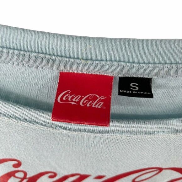 Coca Cola Polar Bears Long Sleeve Christmas Top Womens Size S Light Blue Holiday - Picture 4 of 5